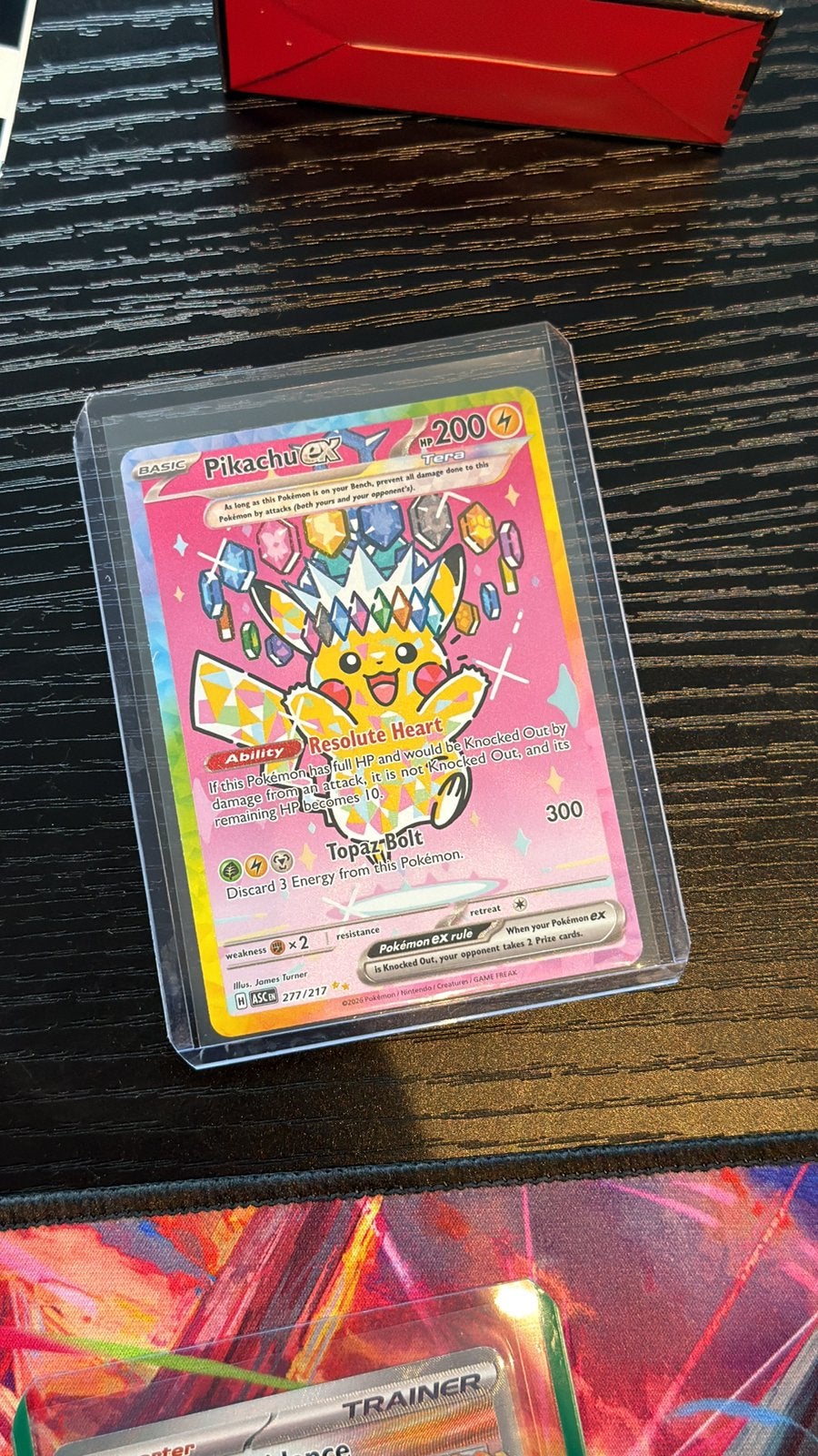 Pokémon Pikachu ex Special IR 277/217 – Near Mint – Sleeved, Ophalen of Verzenden, Zo goed als nieuw, Booster
