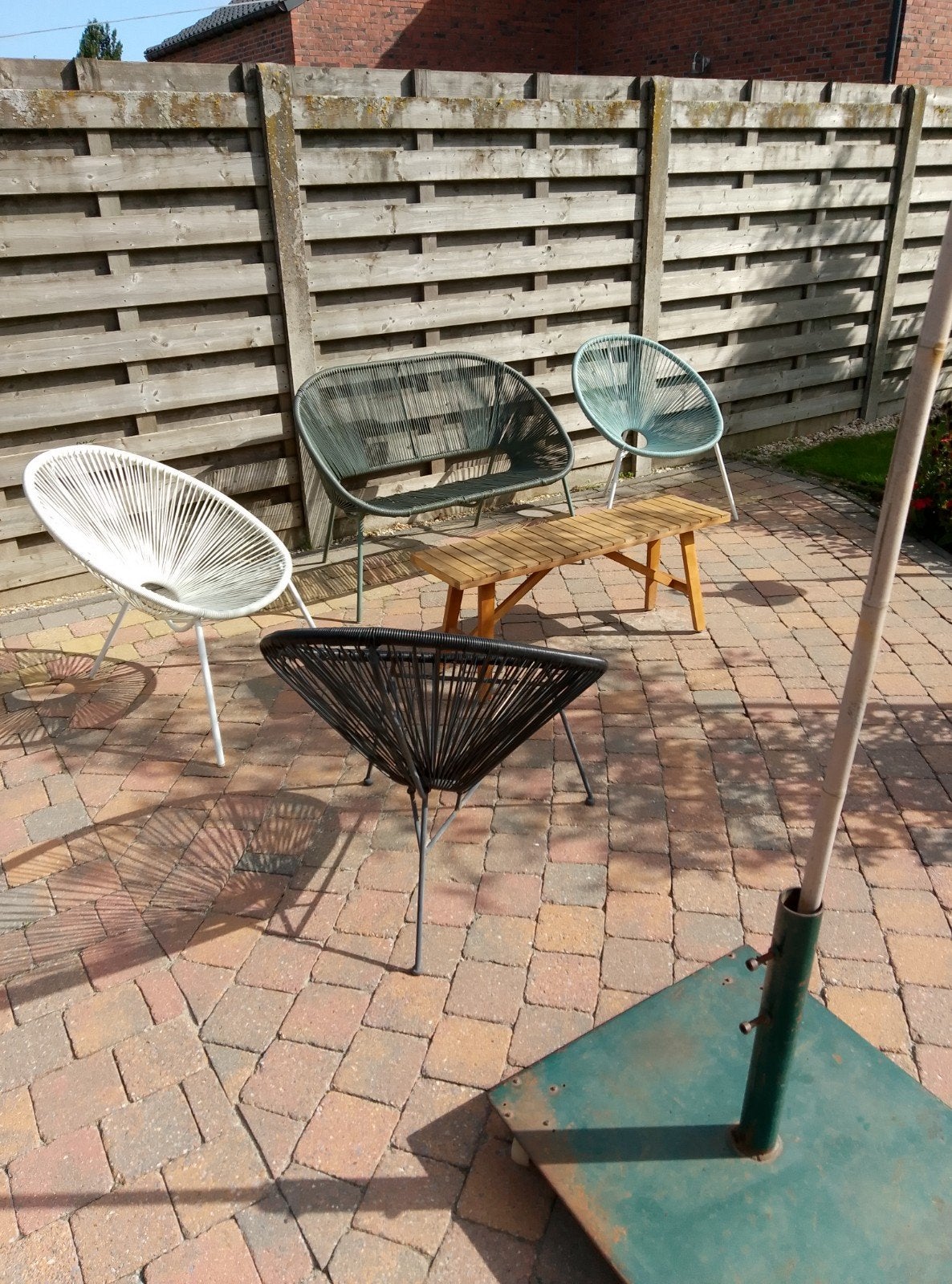 tuinset/ loungeset draadjesstoel met tafel zeer nette staat, Ophalen, 6 zitplaatsen, Aluminium, Loungeset