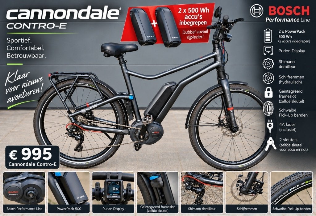 Cannondale Contro-E | Bosch Performance | 2x 500Wh MT57, Fietsen en Brommers, 55 tot 59 cm, Ophalen, Zo goed als nieuw, 50 km per accu of meer