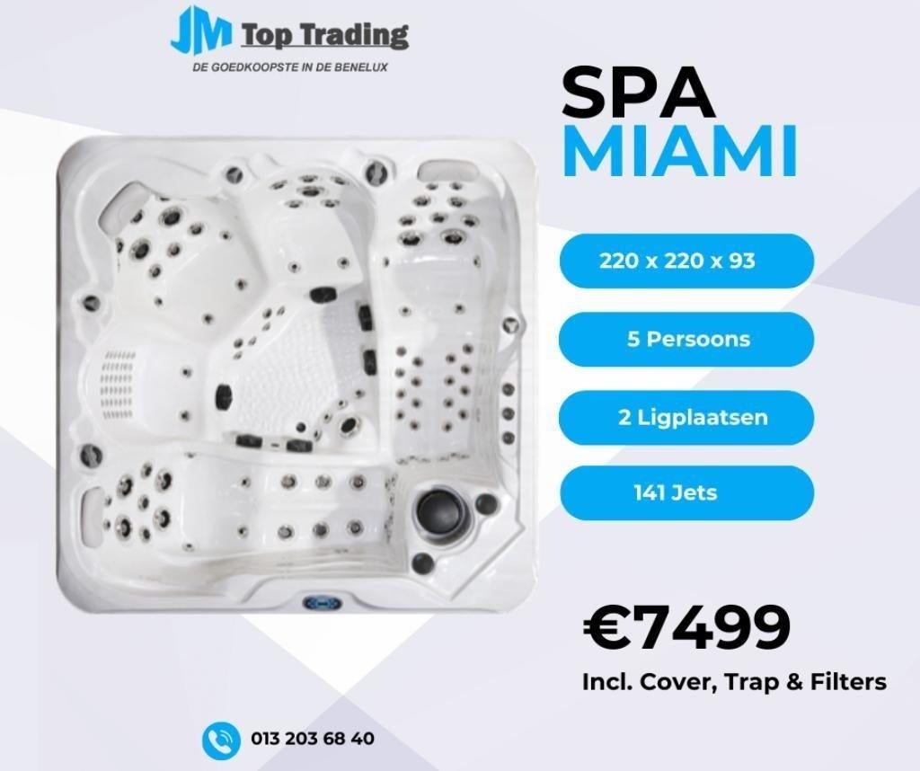 Jacuzzi Miami (Balboa) 5 pers - 220x220cm - 141 jets!, Tuin en Terras, Ophalen, Nieuw, Overige typen