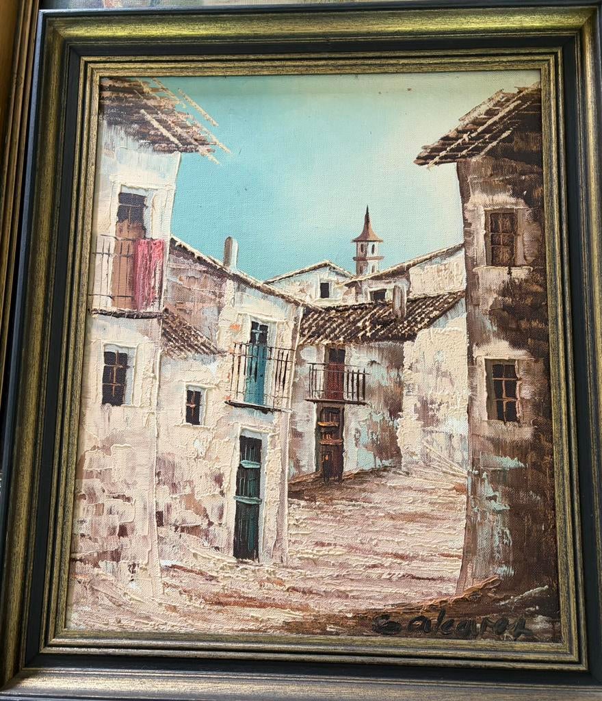 Oliefverfschilderij in mooie kader. Gesigneerd., Antiek en Kunst, Ophalen