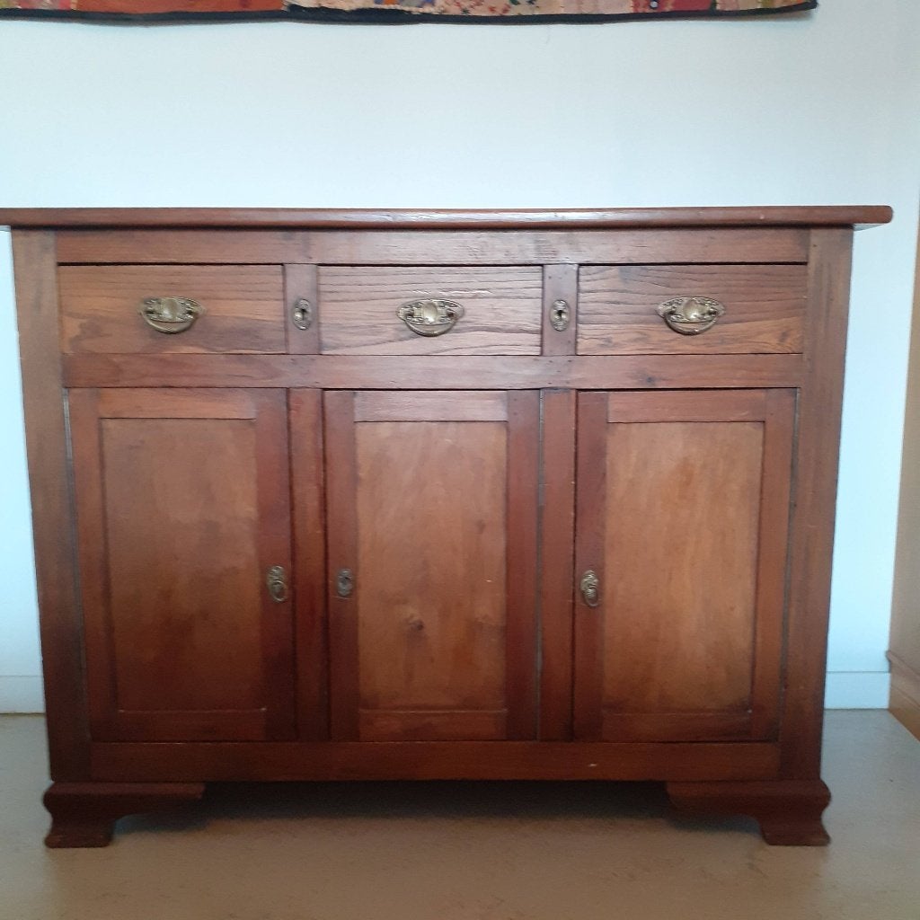 Massief houten dressoirkast – landelijke stijl –, Teck, Avec tiroir(s), 25 à 50 cm, Massief hout