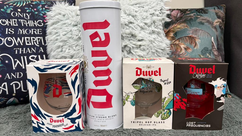 Duvel glazen en houder, Verzamelen, Ophalen of Verzenden, Duvel
