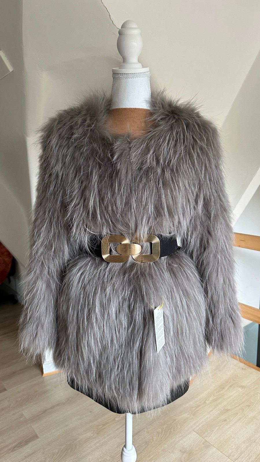 Manteau en fourrure de raton laveur, Vêtements | Femmes, Enlèvement ou Envoi, Neuf, Taille 36 (S), Beige
