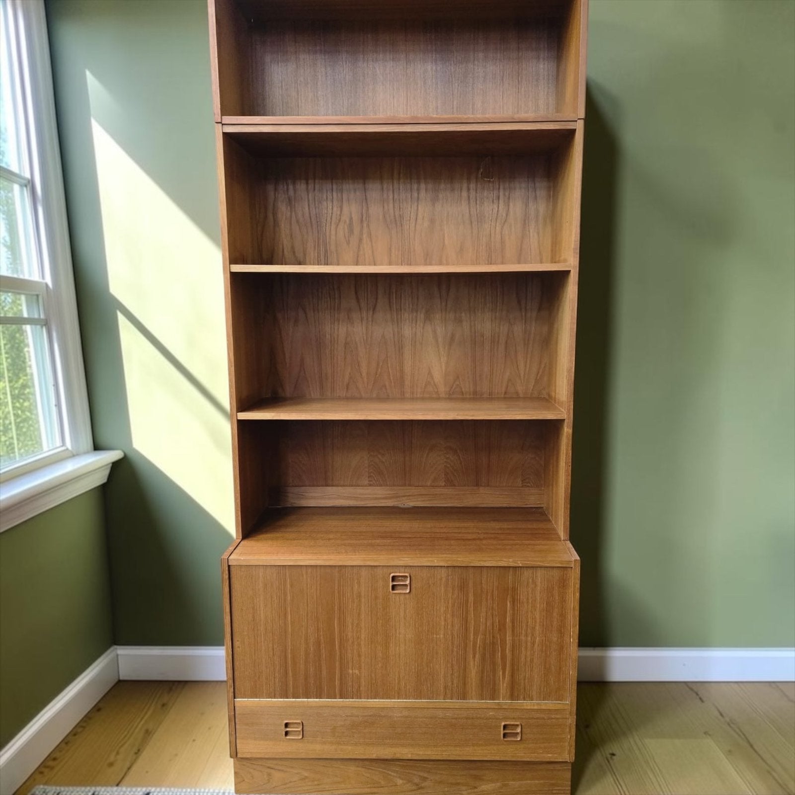 Vintage houten leggerkast / boekenkast / vitrine, Antiek en Kunst, Ophalen