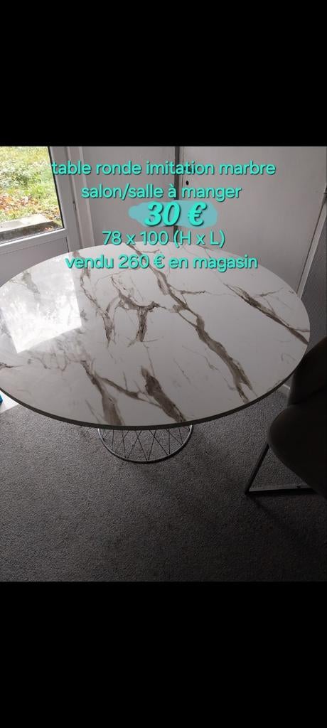 Table basse et table haute, Maison & Meubles, Tables | Tables de salon, Comme neuf, 50 à 75 cm, 100 à 150 cm, Rond, Autres essences de bois