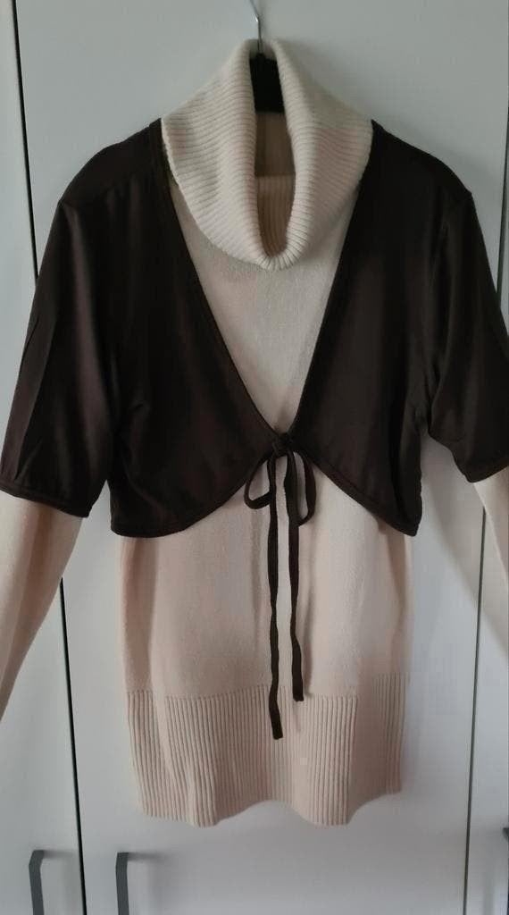 Zachte, warme beige sous-pull, S, met bijpassend bolerootje, Kleding | Dames, Ophalen of Verzenden, Zo goed als nieuw, Maat 36 (S)