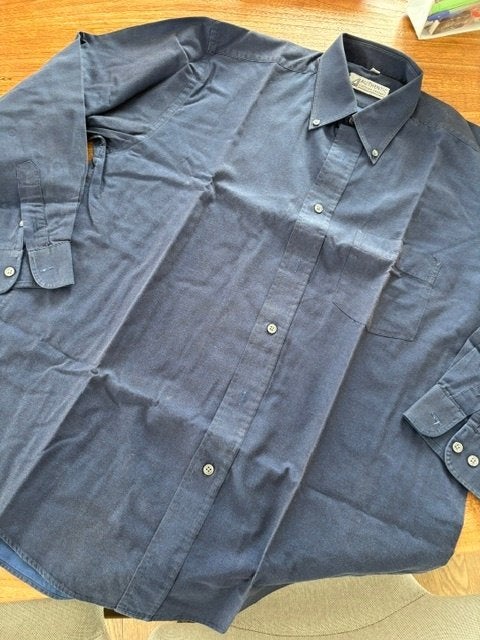 Hemd vintage maat L, Kleding | Heren, Overhemden, Ophalen of Verzenden, Zo goed als nieuw, Blauw, Halswijdte 41/42 (L)