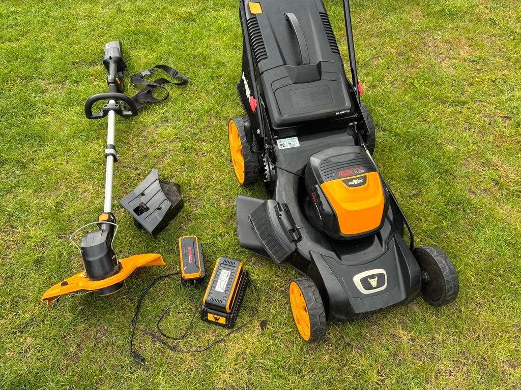 Mowox 40V accu grasmachine en grastrimmer, Tuin en Terras, Ophalen, Gebruikt