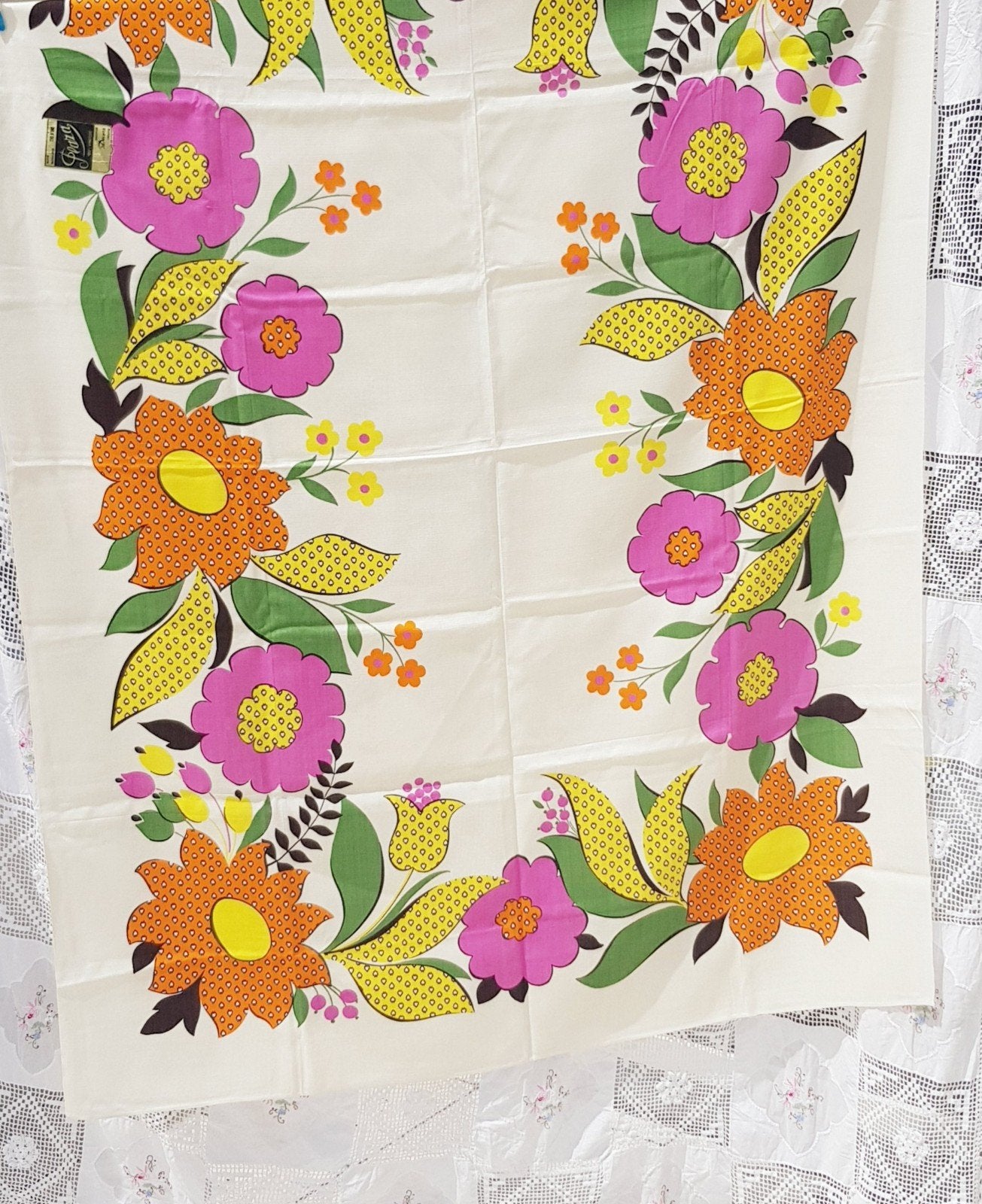 Nappe 🌻vintage 70's à fleurs 🌻(état comme neuve), Enlèvement ou Envoi