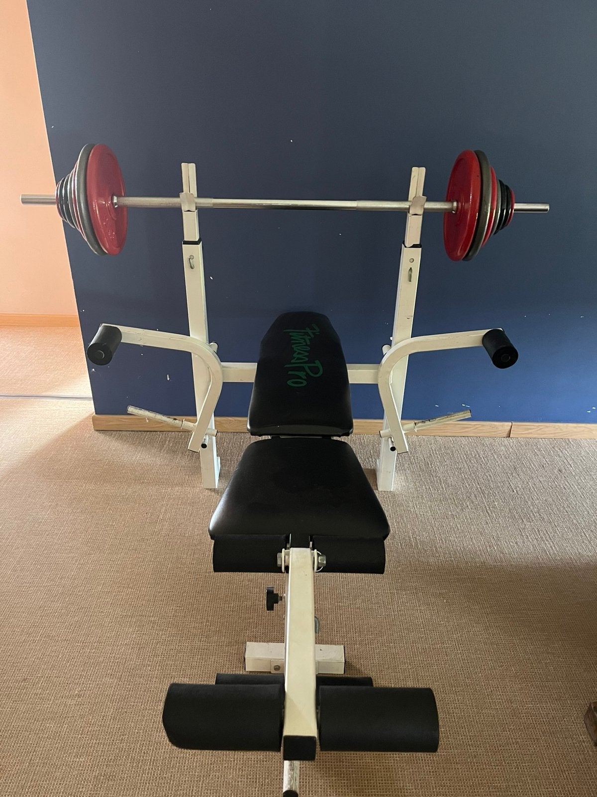 fitness toestel + gewichten, Sport en Fitness, Ophalen, Zo goed als nieuw