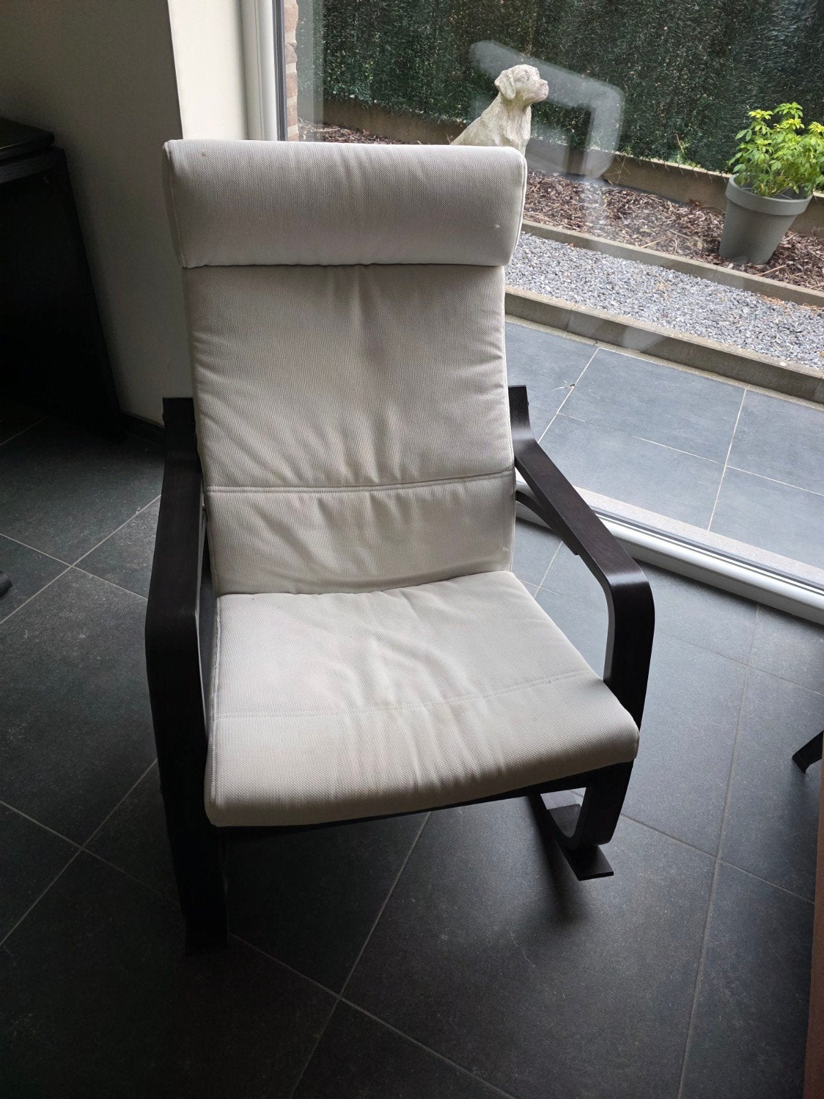 schommelstoel zwart/wit, Ophalen