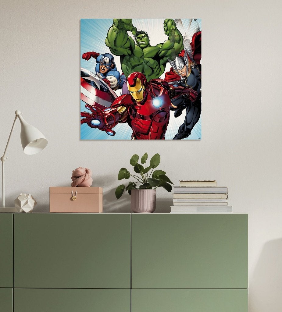The Avengers Canvas Teampower - 60x60 cm - Marvel, Kinderen en Baby's, Kinderkamer | Inrichting en Decoratie, Meerkleurig, Ophalen of Verzenden
