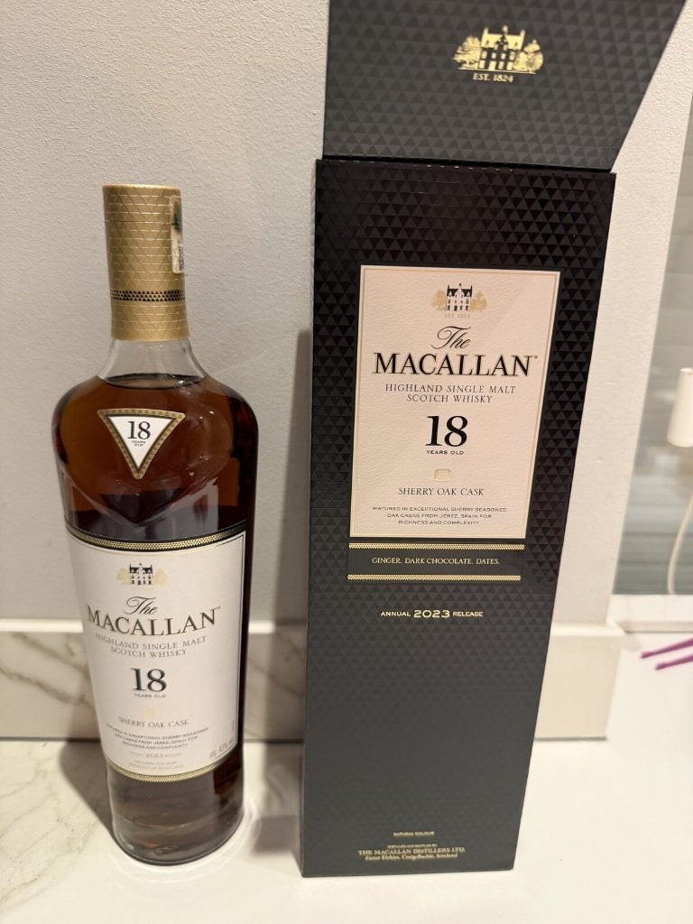 Macallan 18 Sherry Oak Cask 2023 70cl 43% ongeopend, Verzamelen, Overige gebieden, Overige typen, Nieuw, Ophalen of Verzenden