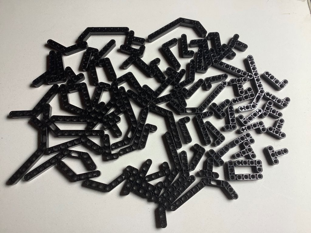 Lego Technic liftarms zwart 79 stuks / 201-8, Lego, Ophalen of Verzenden, Zo goed als nieuw, Technic