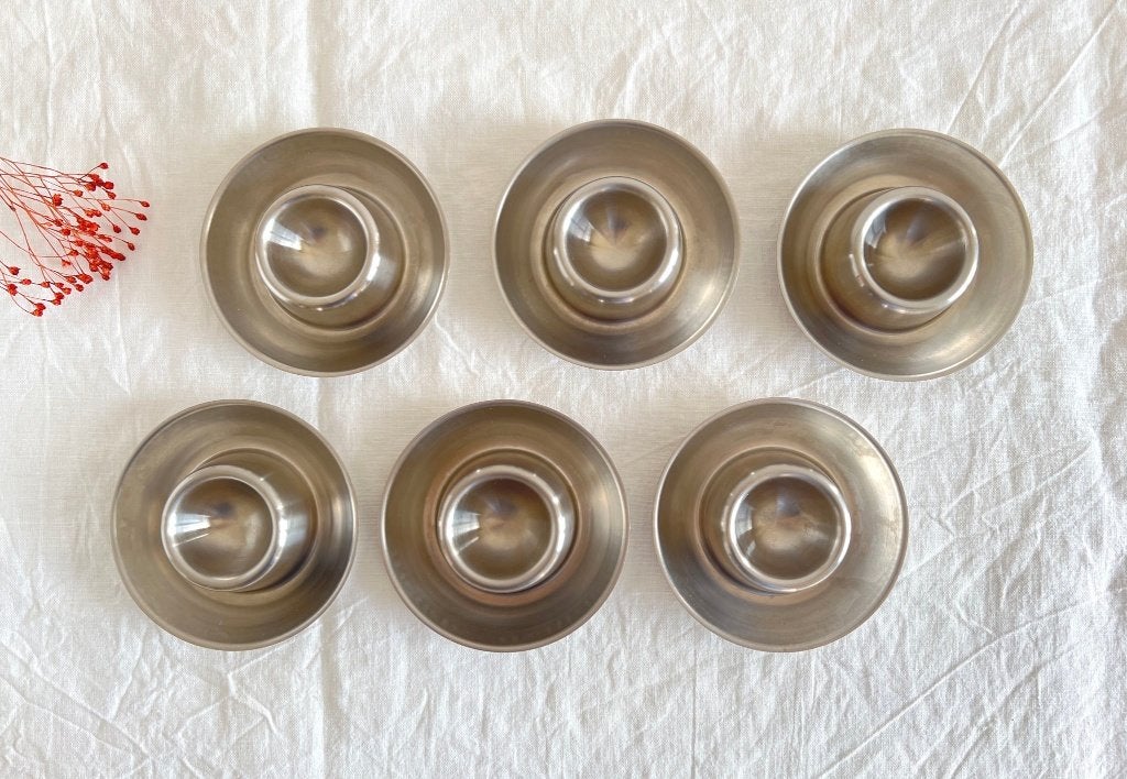 Ensemble de 6 coquetiers ronds en inox Menagia Baes, Enlèvement ou Envoi