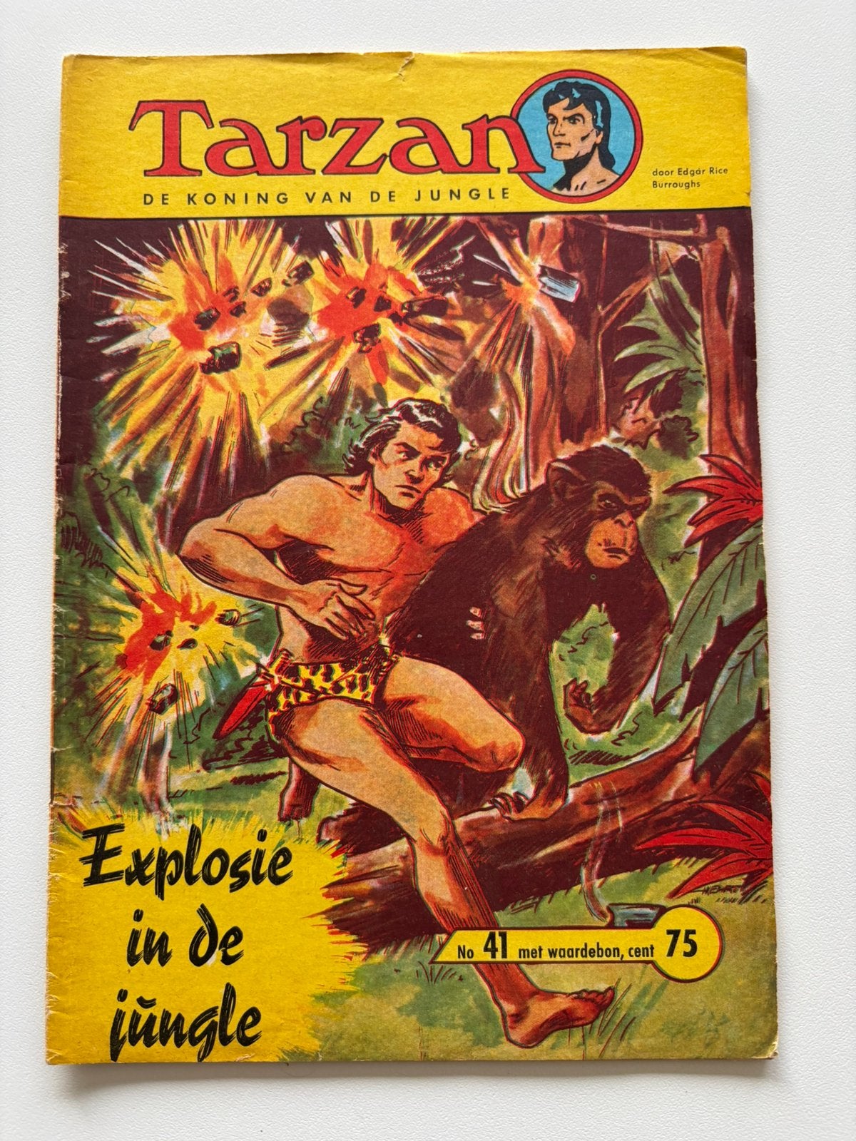 Tarzan strip nr 41 Explosie in de jungle. In zwart wit!, Eén comic, Ophalen, Gelezen