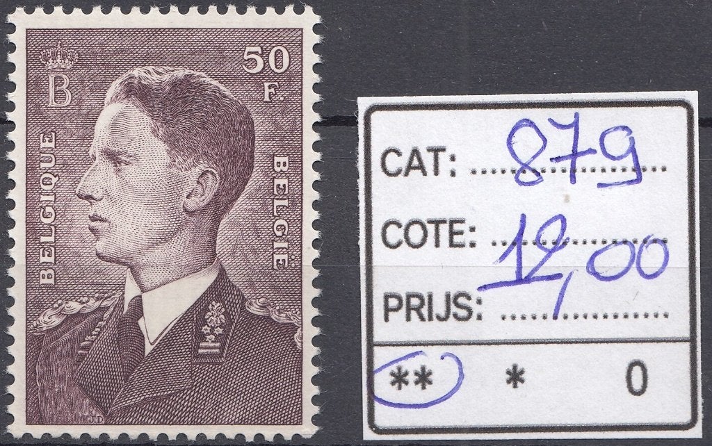 N 879 **, Timbres & Monnaies, Enlèvement ou Envoi, Non oblitéré, Gomme originale