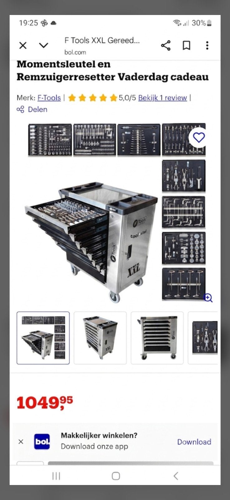 CHARIOT À OUTILS XXL 8 TIROIRS DONT 8 REMPLIS DE CLÉ DYNAMOM, Enlèvement ou Envoi