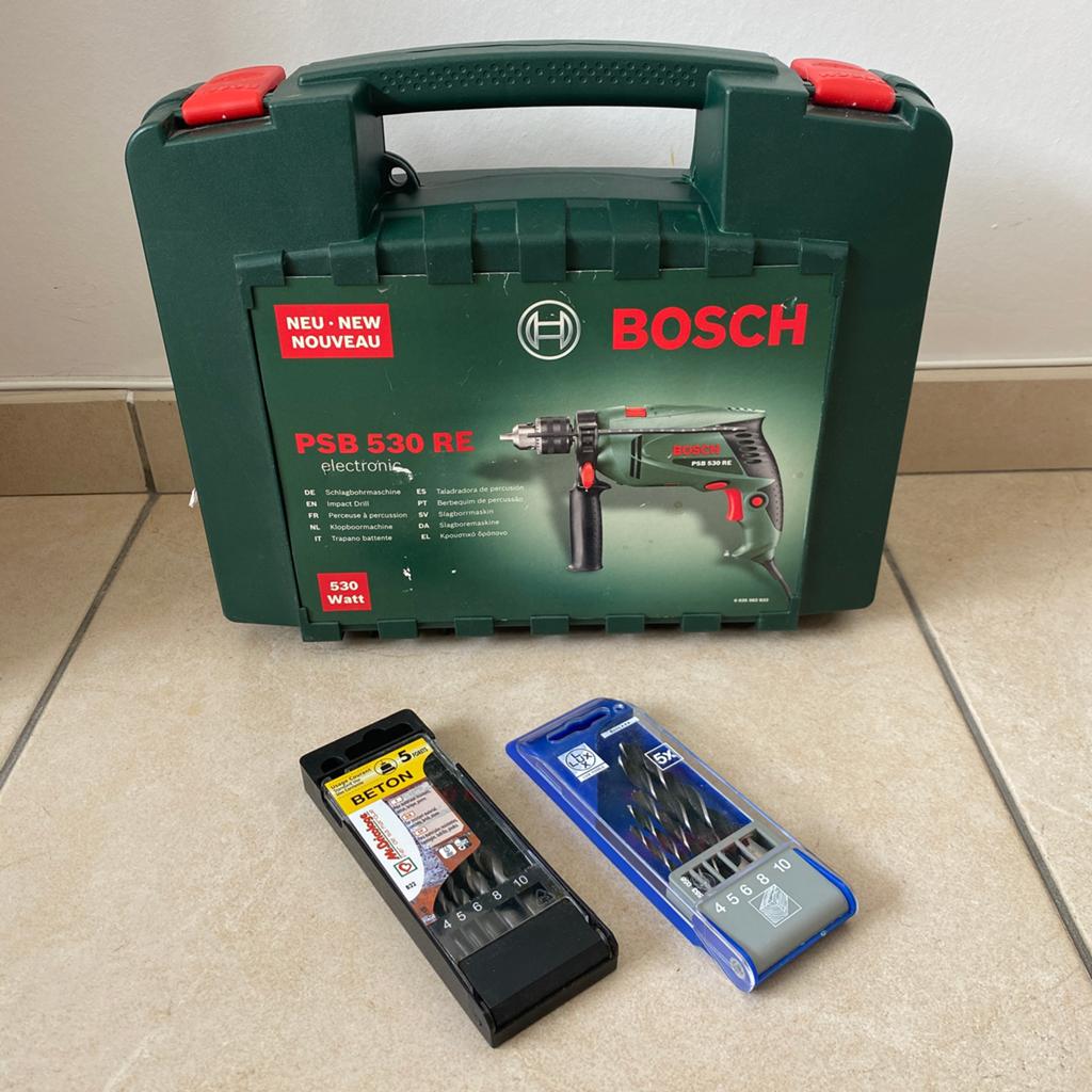 Foreuse à percussion Bosch PSB 530 RE + 2 lots de 5 mèches, Bricolage & Construction, 400 à 600 watts, Enlèvement, Utilisé, Vitesse variable