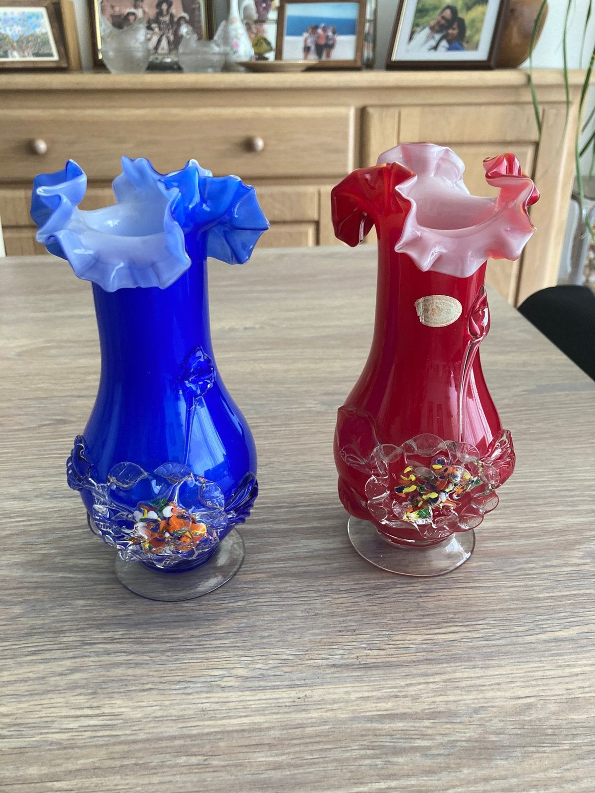 2 vases vintage verre soufflé à la main Murano Floraux-Fait, Antiquités & Art, Antiquités | Vases, Enlèvement ou Envoi