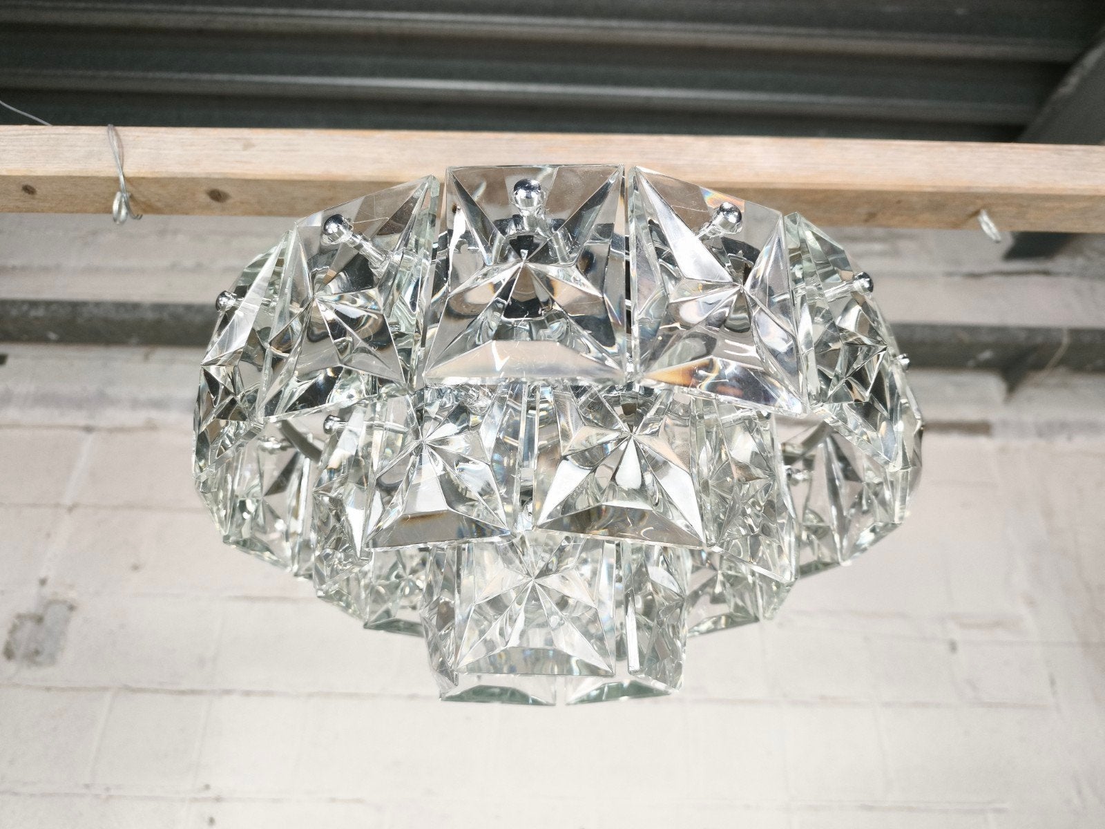Grote vintage kristallen Kinkeldey plafondlamp, Huis en Inrichting, ., Antiek, Ophalen of Verzenden, Plafondlamp