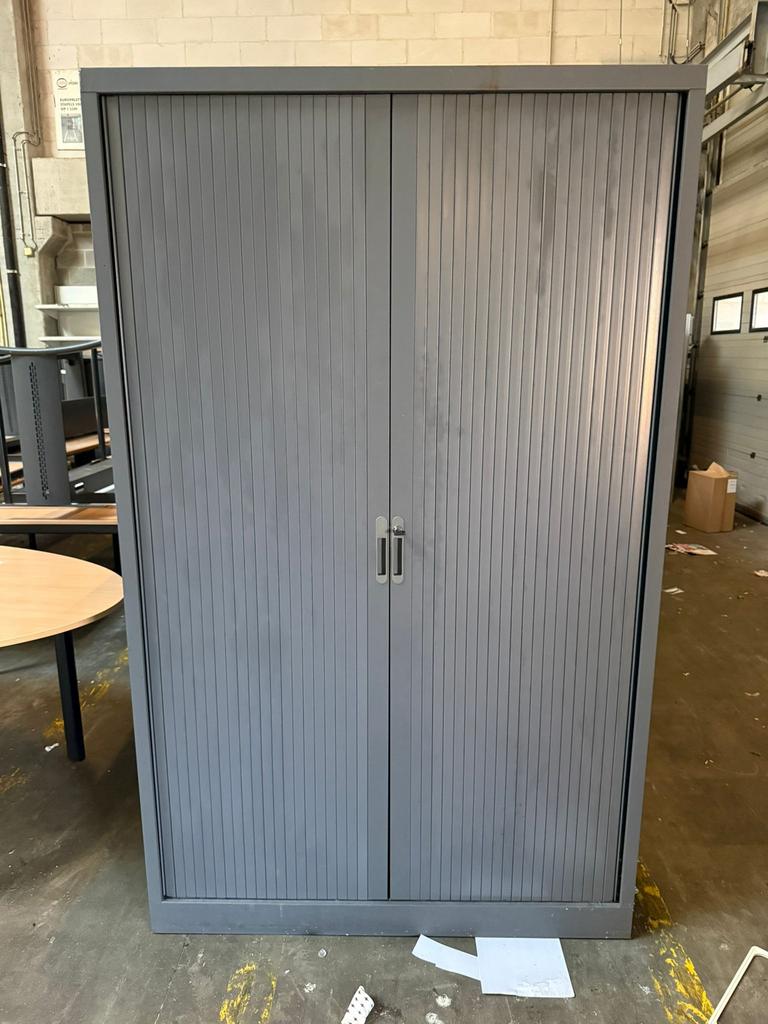 Armoire de bureau métallique avec portes coulissantes – Gris, Huis en Inrichting, Kasten | Roldeurkasten en Archiefkasten, Zo goed als nieuw