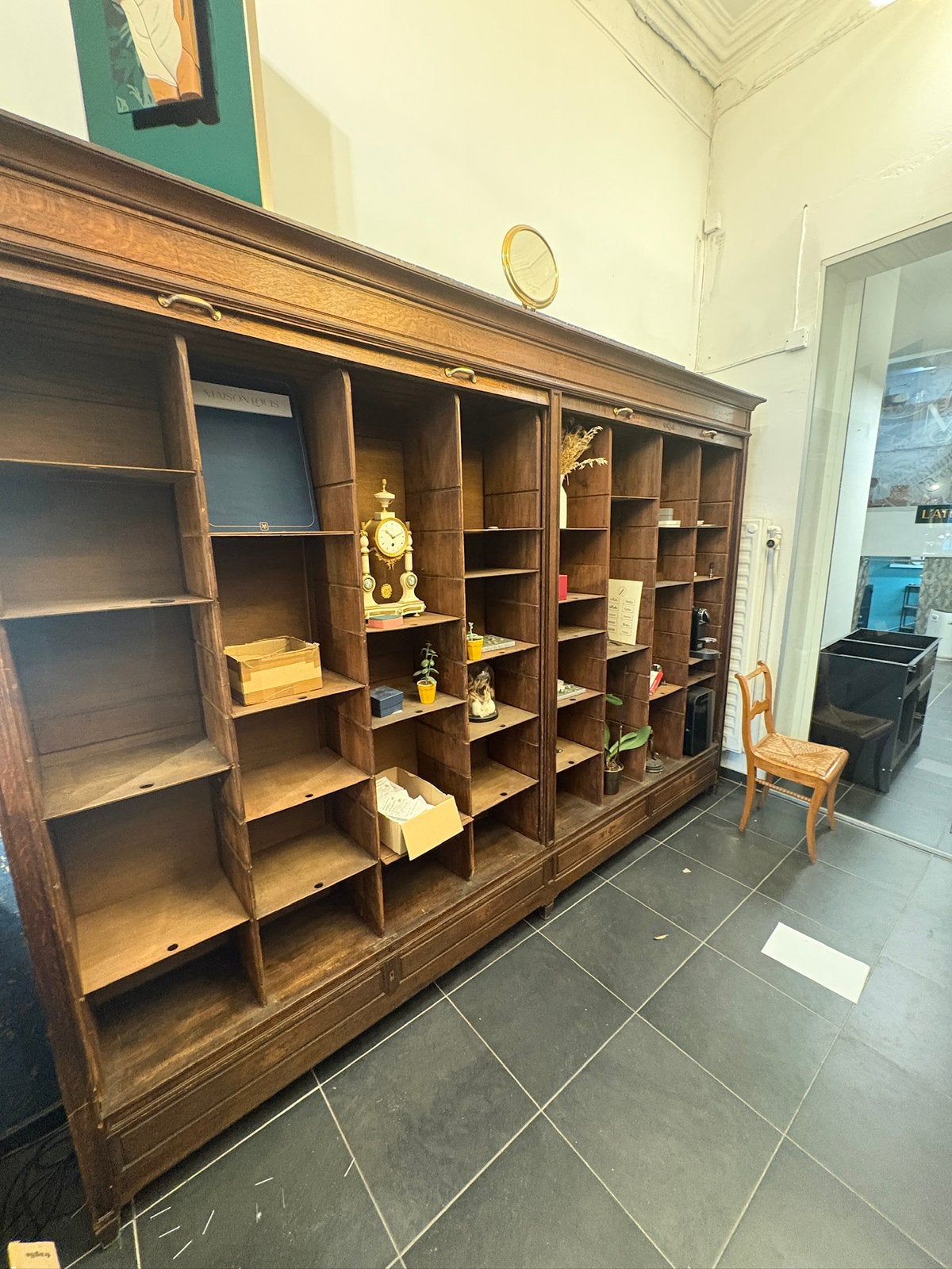 Ancienne Bibliothèque en bois, 25 à 50 cm, 300 cm ou plus, Enlèvement, Utilisé