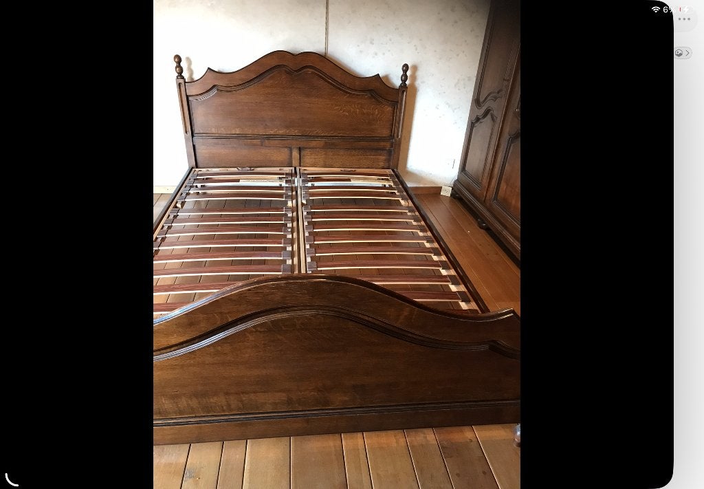 Eiken bed, Huis en Inrichting, Ophalen, Bruin, Tweepersoons, 160 cm