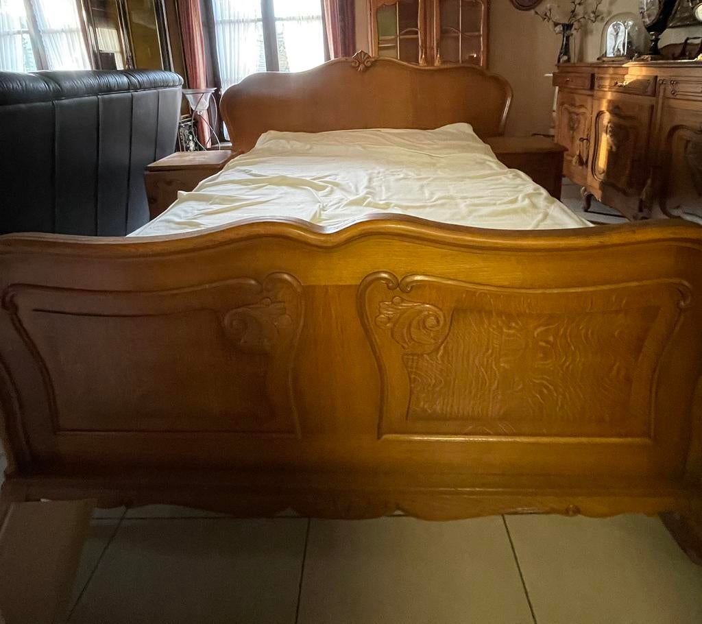 lit double, 140 cm, Brun, Enlèvement, Utilisé