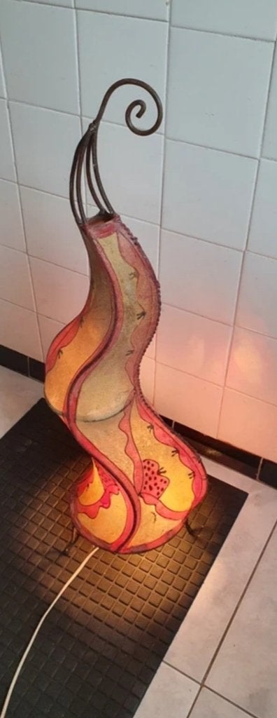 Lamp lederhuid . Hennalamp. Bohemian exotisch, Enlèvement, Utilisé, Autres matériaux, Avec interrupteur