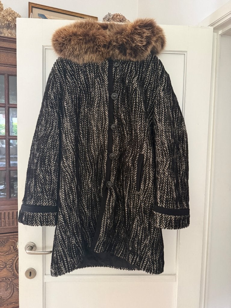 Jas Elema met vossenkraag, Kleding | Dames, Jassen | Winter, Ophalen, Zwart, Maat 42/44 (L), Elema