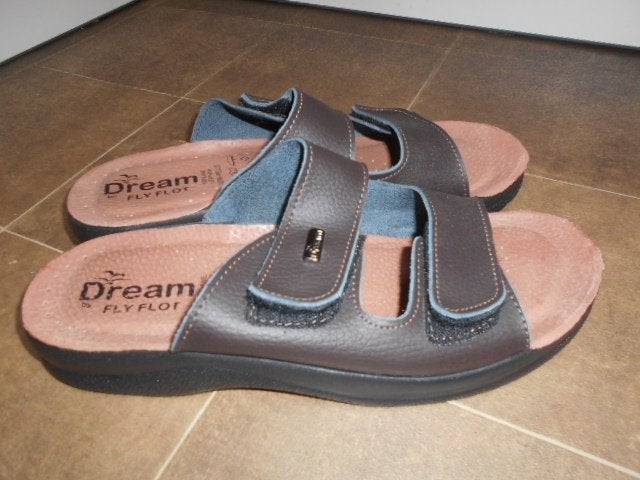 Nieuwe leder slippers - Dream Flyflot / Maat 43, Kleding | Heren, Schoenen, Slippers, Dream FlyFlot, Bruin, Nieuw