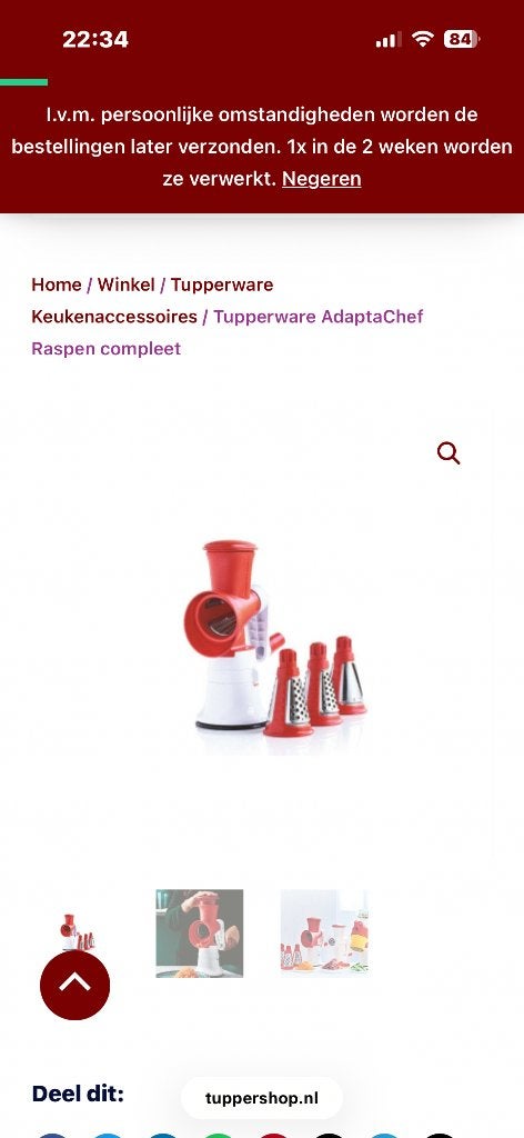 Ik zoek tupperware adptachef, Maison & Meubles, Enlèvement ou Envoi, Utilisé