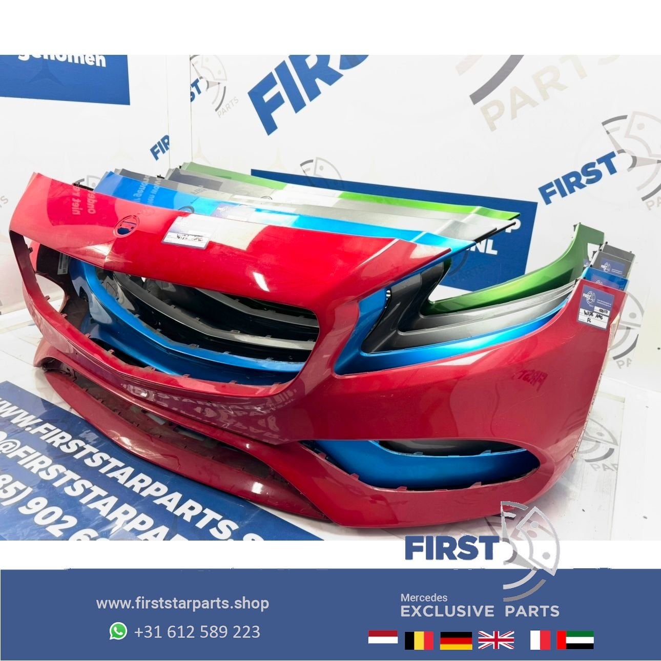 W176 BUMPER Facelift AMG Voorbumper 2013-2019 ROOD WIT ZWART, Utilisé, -, Avant, -
