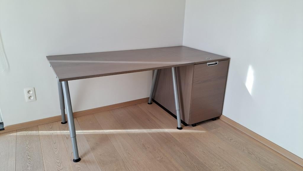 Bureau avec bloc tiroir sur roulettes, Maison & Meubles, Bureau d'ordinateur, Classique, Bois, Espace de rangement