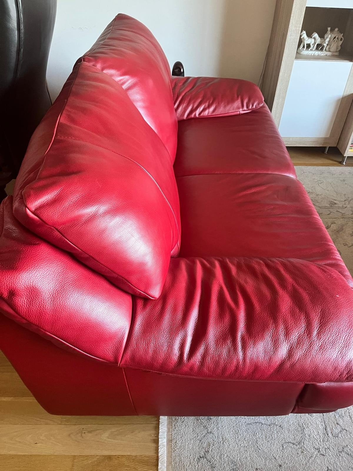 lederen rode Natuzzi bankstel salon, Huis en Inrichting, Ophalen, Zo goed als nieuw, Leer