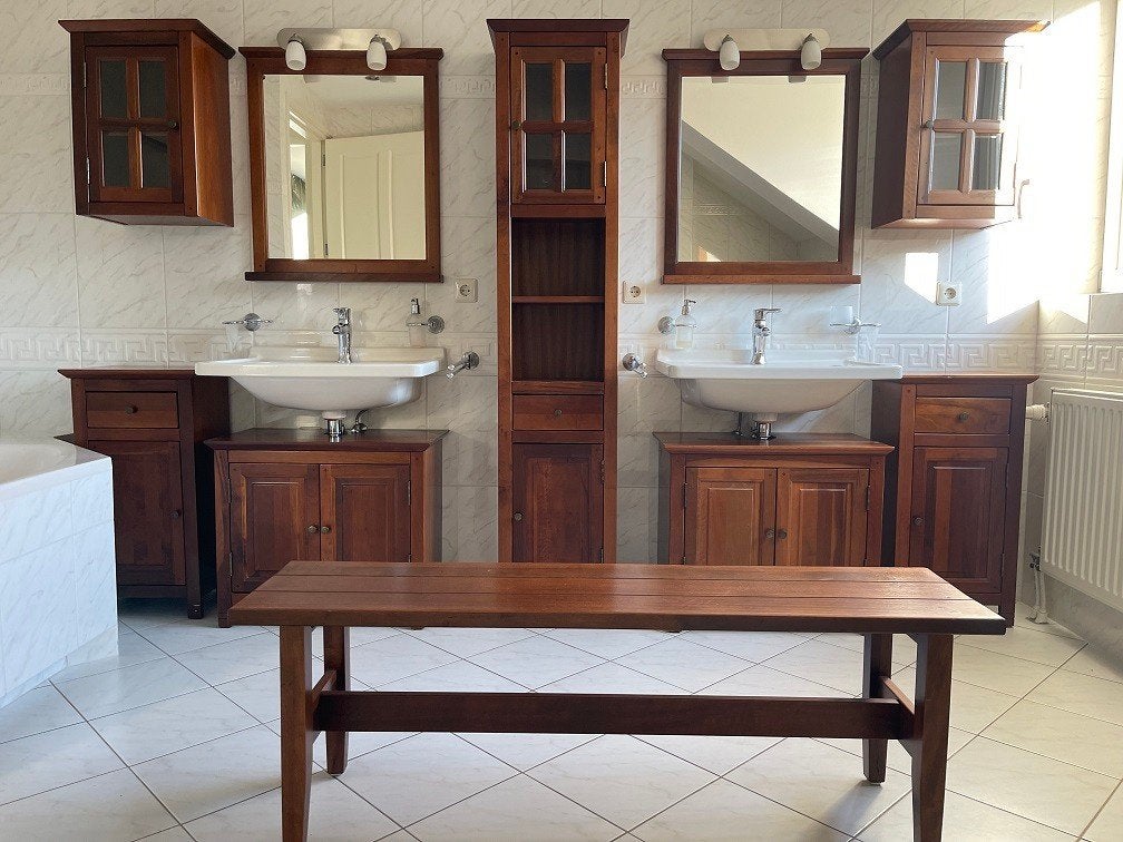 3x Massief Acacia Badkamer Landelijke Stijl zeldzaam te koop, Huis en Inrichting, Ophalen, Gebruikt