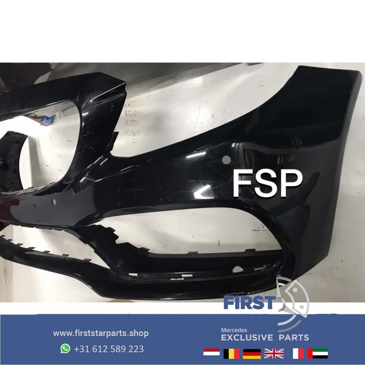 C205 Coupé Cabrio C63 AMG VOORBUMPER ZWART Mercedes C Klasse, Gebruikt, -, Voor, Ophalen of Verzenden