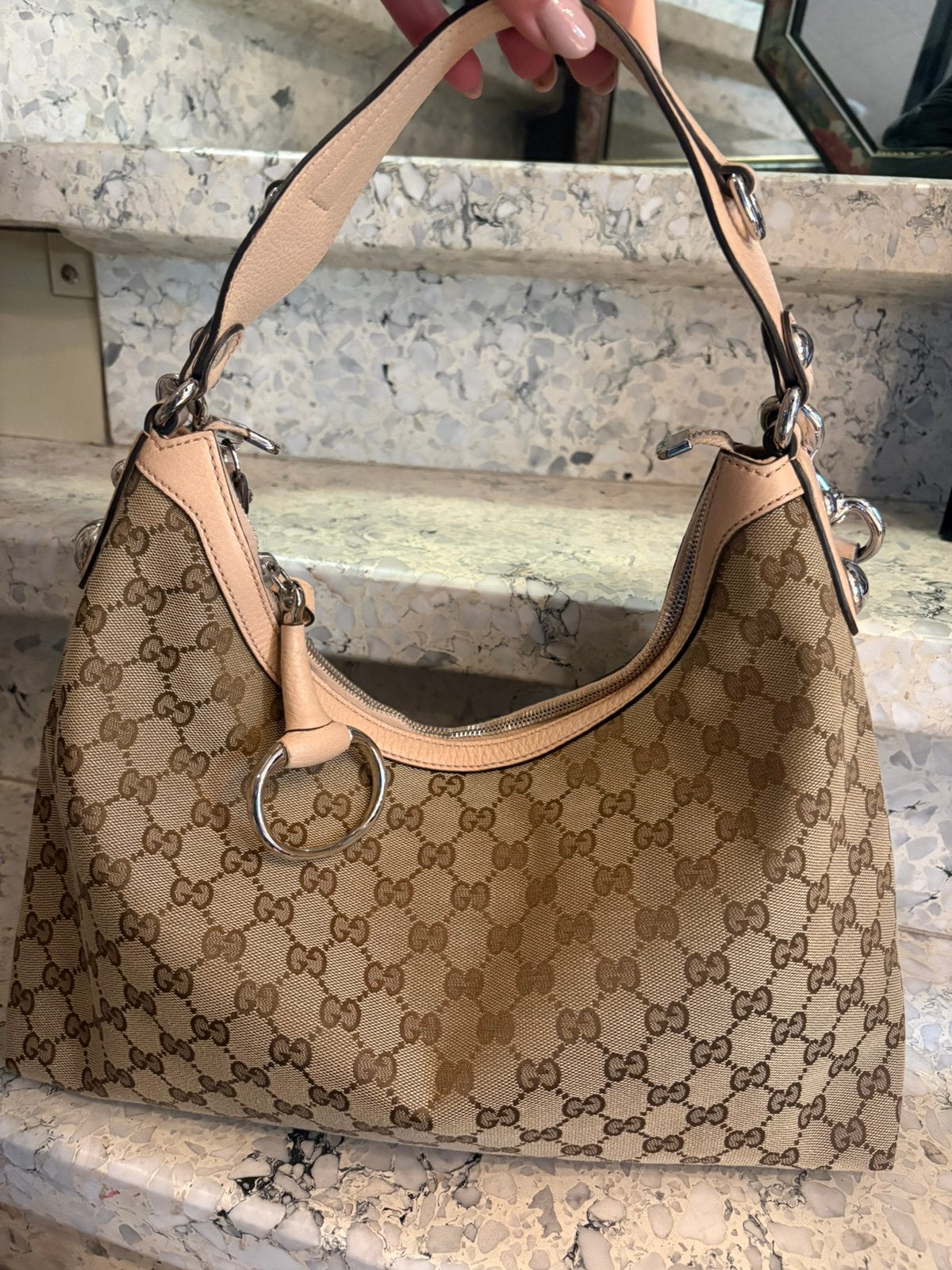GUCCI GG canvas Icon Bit hobo tas, Enlèvement, Neuf, Beige