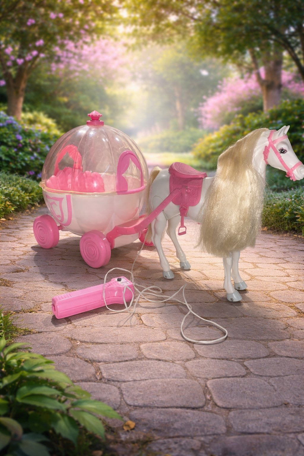 Calèche à cheval Vintage Blue Box Cendrillon Prancing Prince, Enfants & Bébés, Jouets | Poupées, Utilisé, Autres types, Enlèvement ou Envoi