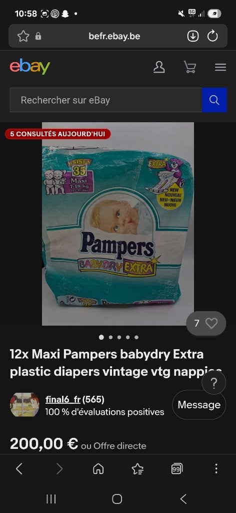 Gezocht pampers vintage uit jaren 70 80 90, Enlèvement, Utilisé