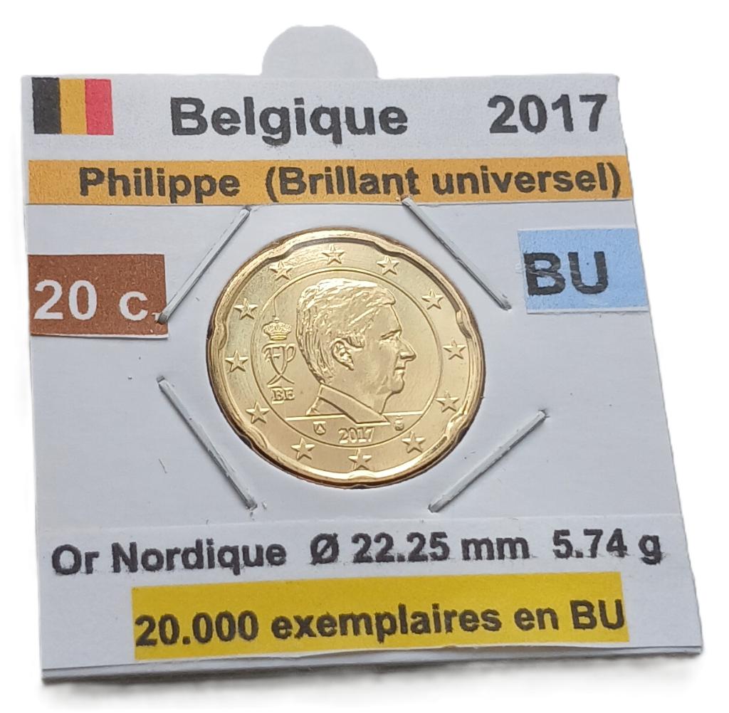 Belgique 20 cent 2017 FDC en BU 20.000 ex. NEW., Timbres & Monnaies, Monnaies | Europe | Monnaies euro, Monnaie en vrac, 20 centimes