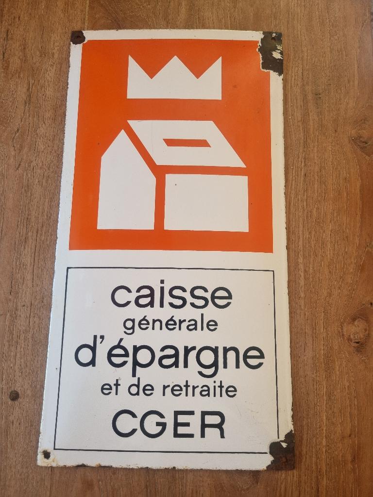Geëmailleerd bord bij de spaarbank, Verzamelen, Ophalen of Verzenden, Gebruikt, Reclamebord