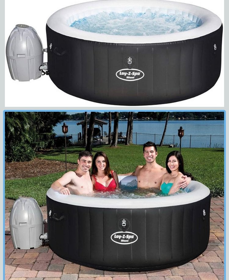 Jacuzzi lay-z-SPA (Miami) + opblaasbaar afdekzeil, Ophalen, Zo goed als nieuw, Afdekzeil, Opblaasbaar