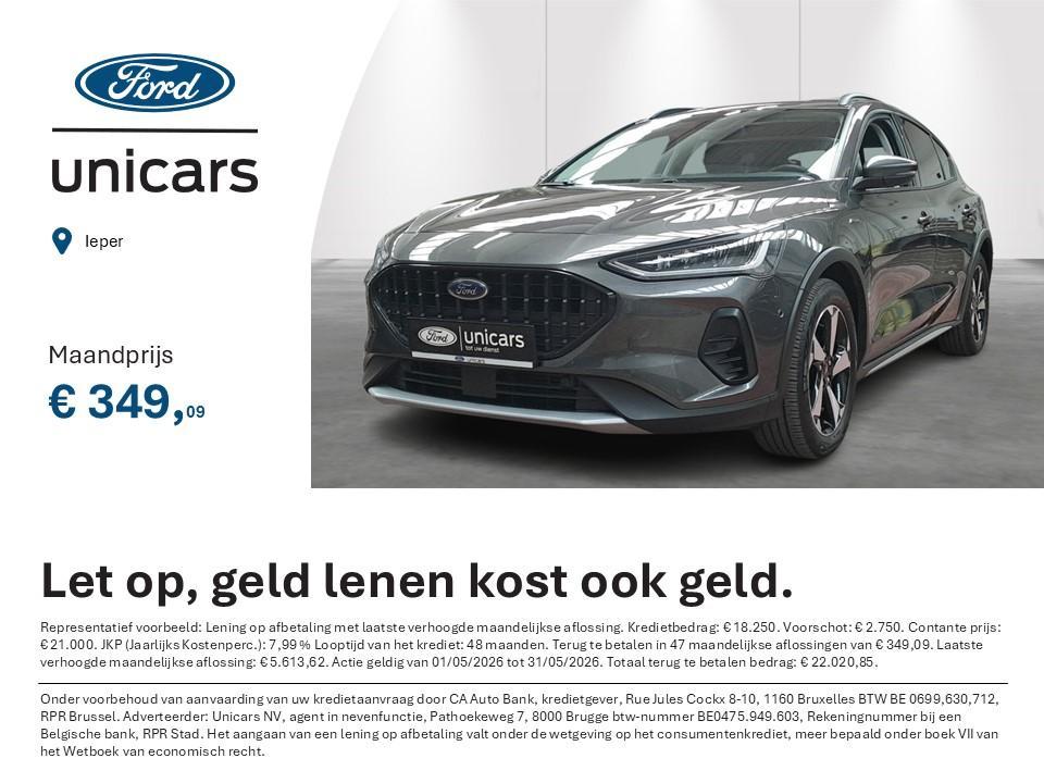 Ford Focus 1.0i EcoBoost MHEV 92kW Active Design, Auto's, 1349 kg, Stof, Gebruikt, https://public.car-pass.be/vhr/36df5d89-bcb4-4ef2-8823-92b3297eeace