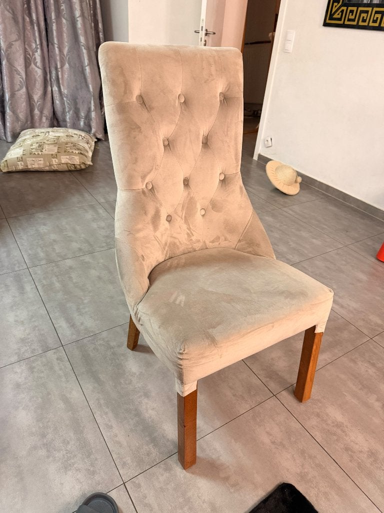 Chaise en velour gris, Gris, Comme neuf, Enlèvement, Cinq, Six Chaises ou plus
