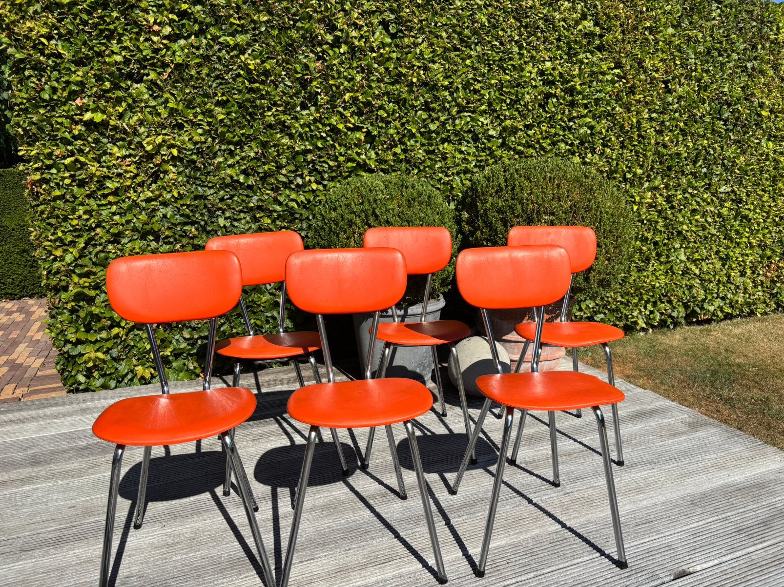 Set Soudexvinyl Designstoelen, Huis en Inrichting, Stoelen, Ophalen, Overige materialen, Mid-century Modern, Gebruikt