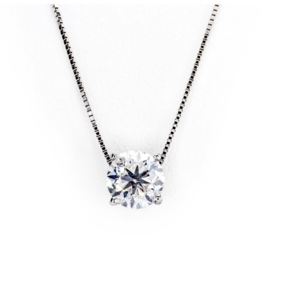 14 kt witgouden halsketting met natuurlijke 1,02 ct Diamant, Ophalen of Verzenden