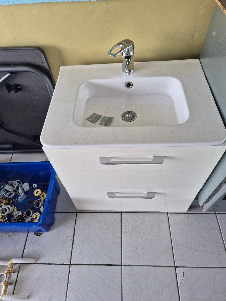 zwevend wastafel incl wasbak / kraan, Enlèvement, Comme neuf, Inox, Lavabo